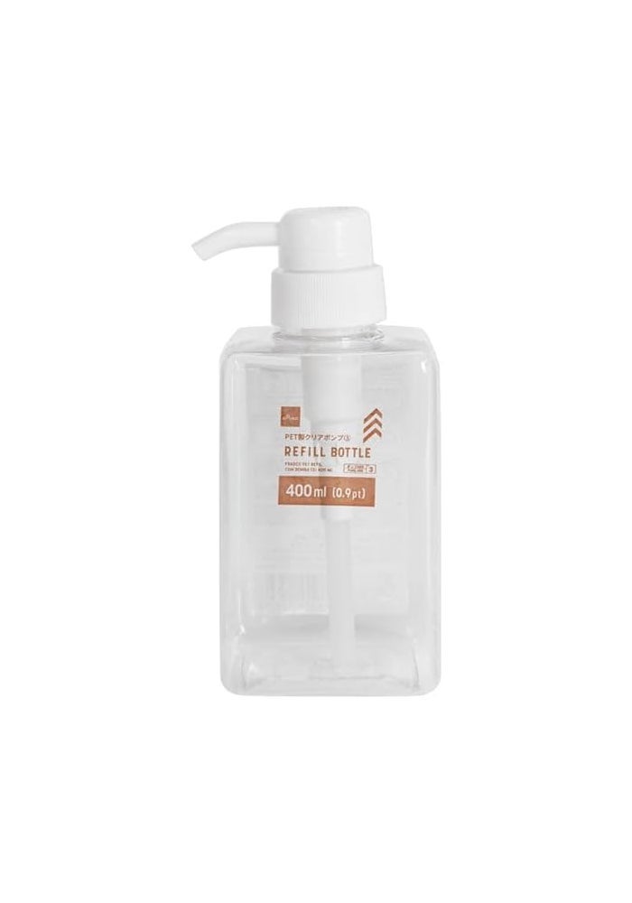 DAISO Refill Bottle with Pump | Clear Plastic Dispenser | 400 ml | Refillable Lotion & Soap Container - Image 2